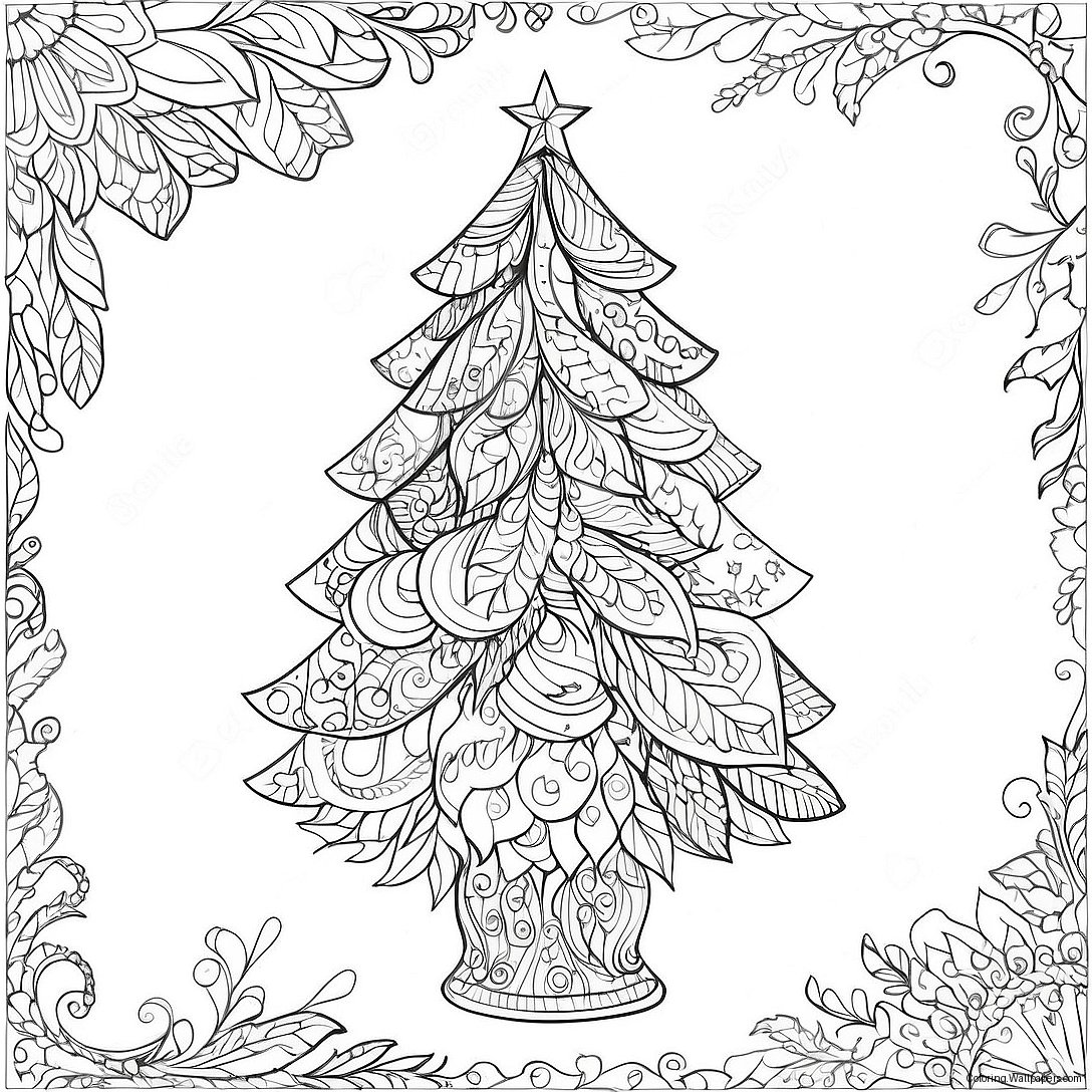 Intricate Christmas Tree Coloring Page 15035