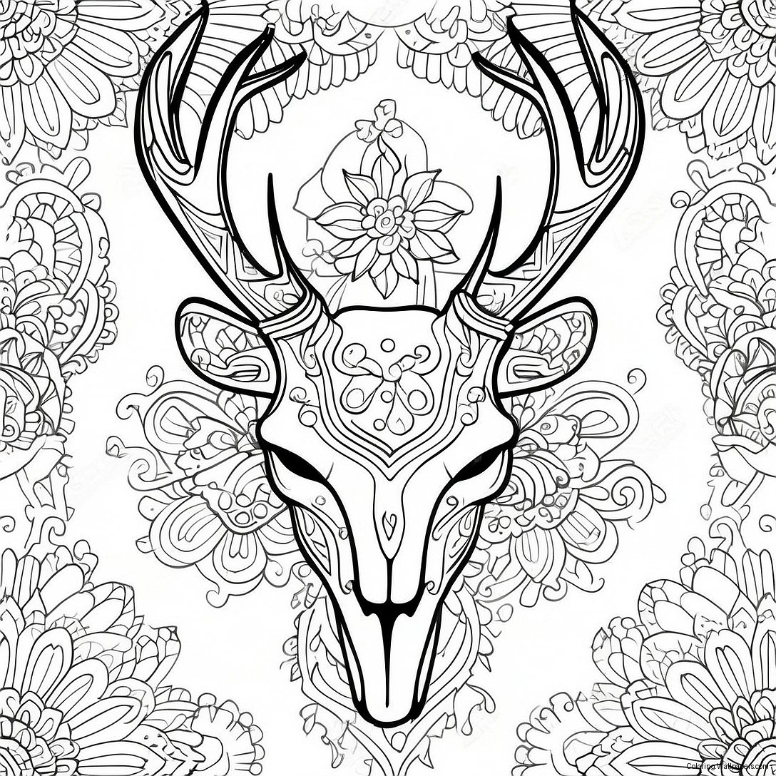 Intricate Deer Skull Design Coloring Page 52520