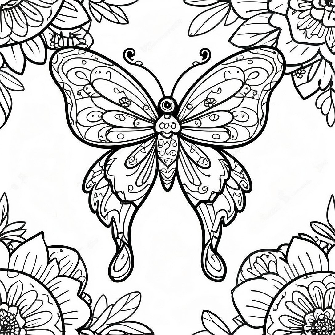 Intricate Dreamcatcher Butterfly Coloring Page 16774