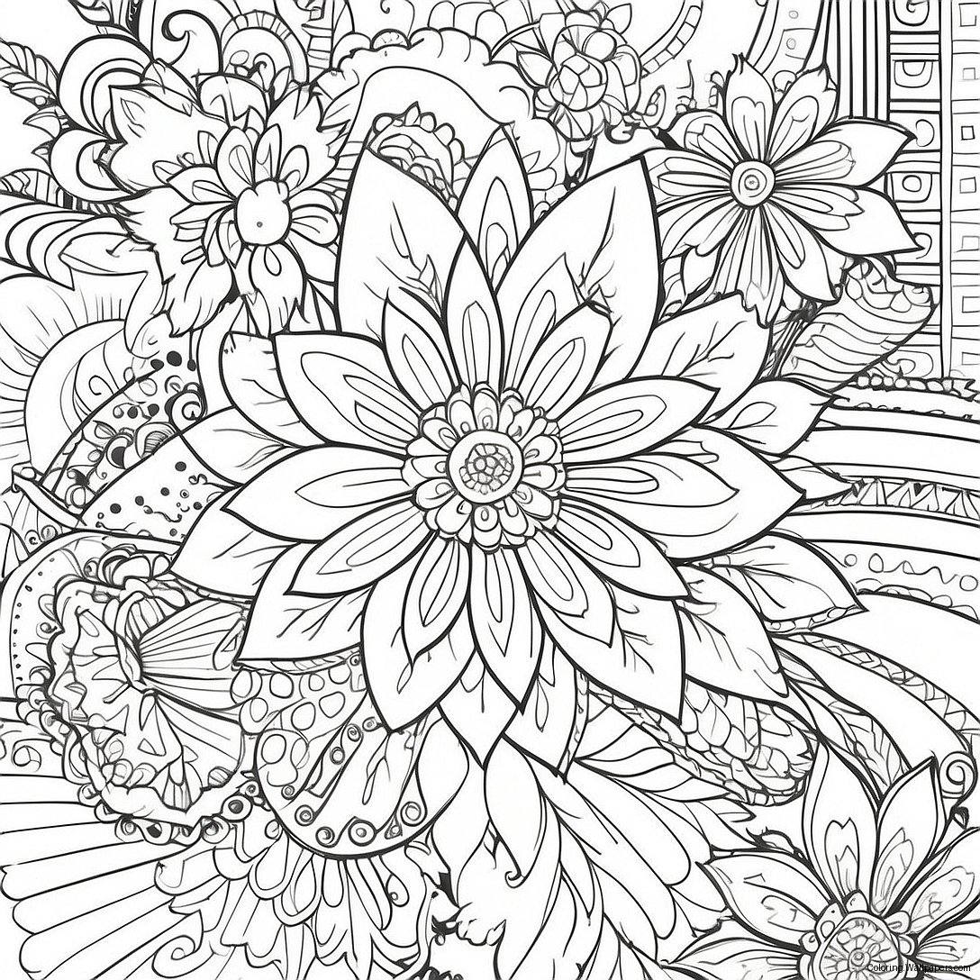 Pagina De Colorat Floral Cu Linii Fine Intricate 44749