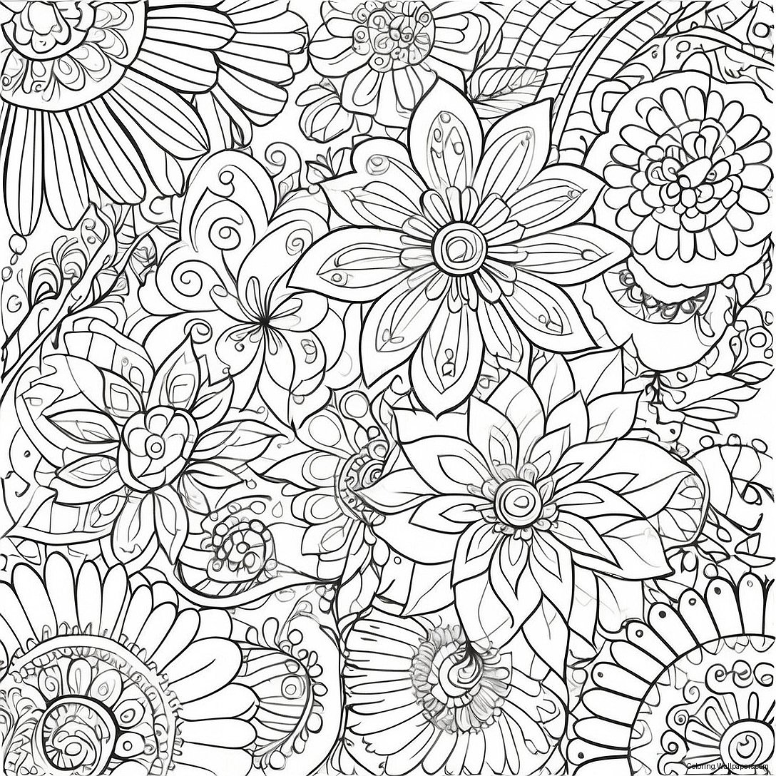 Intricate Floral Patterns Adult Coloring Page 52593