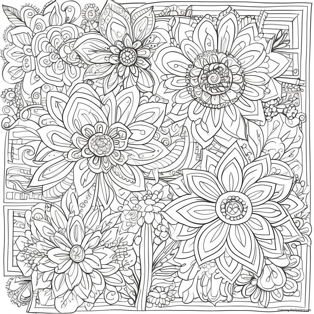 Pagina Da Colorare Motivi Floreali Intricati 3703