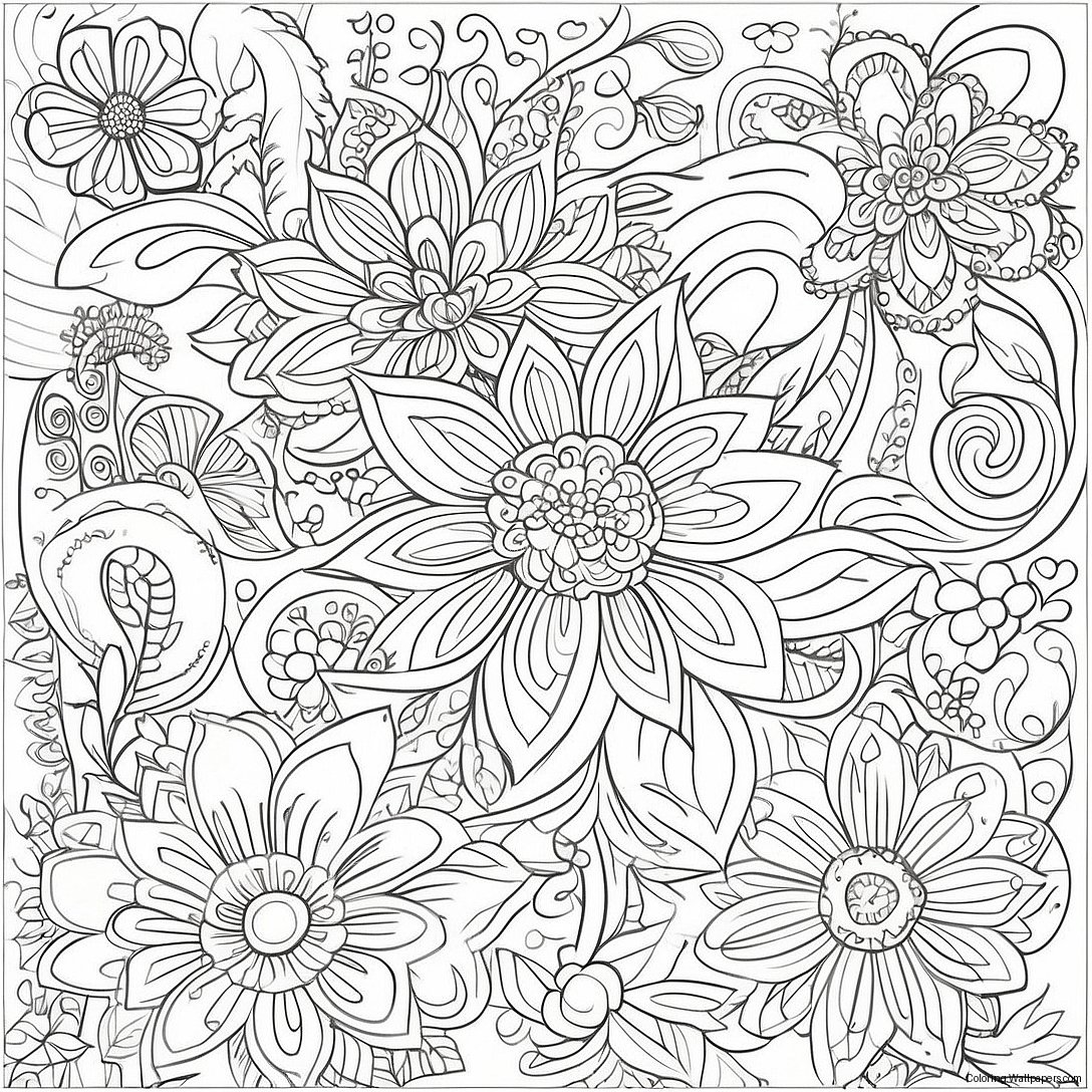 Page À Colorier Motifs Floraux Intriqués 3704