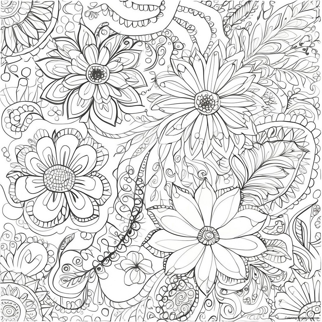 Pagini De Colorat Cu Modele Florale Complicate 54462