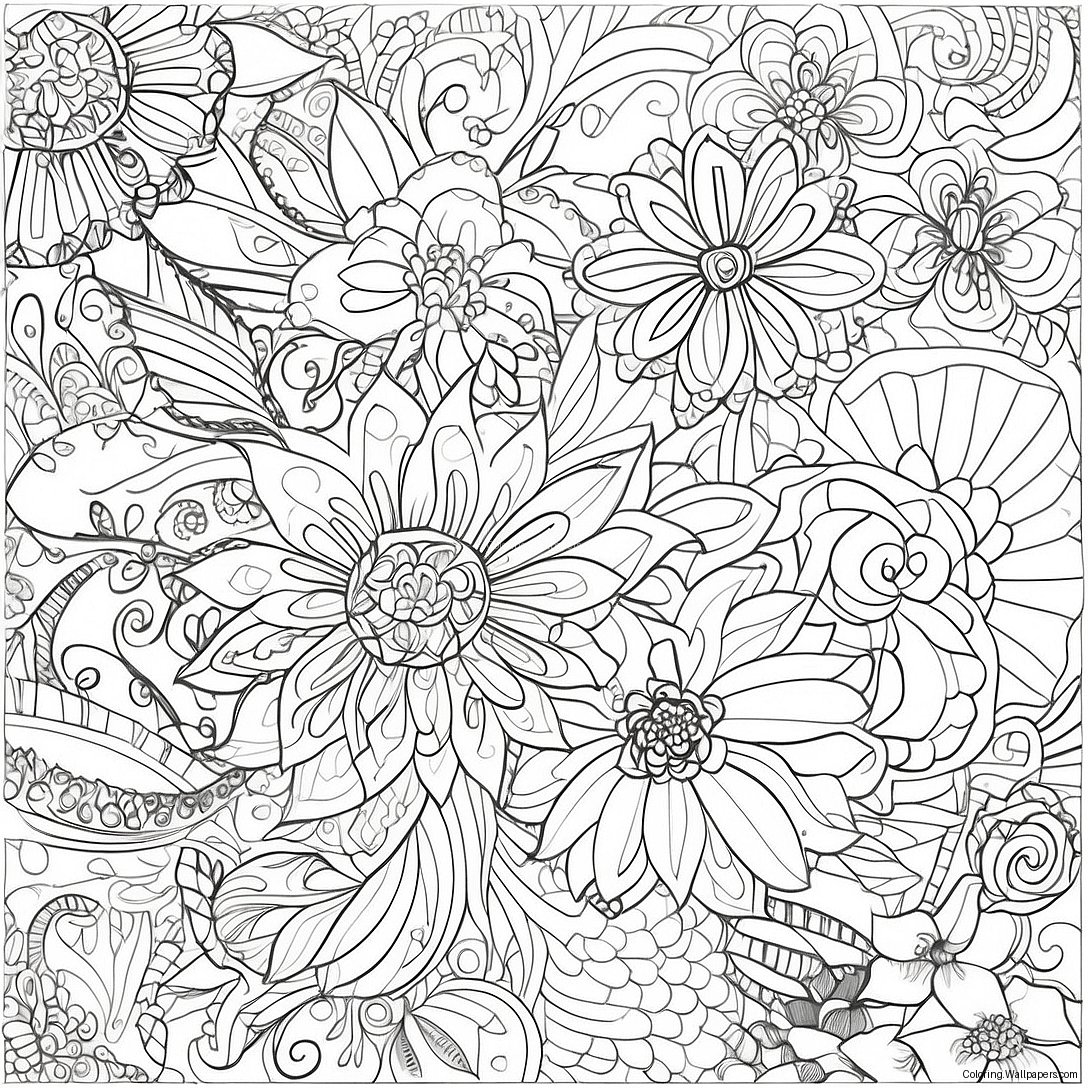 Page À Colorier De Motifs Floraux Complexes 54463