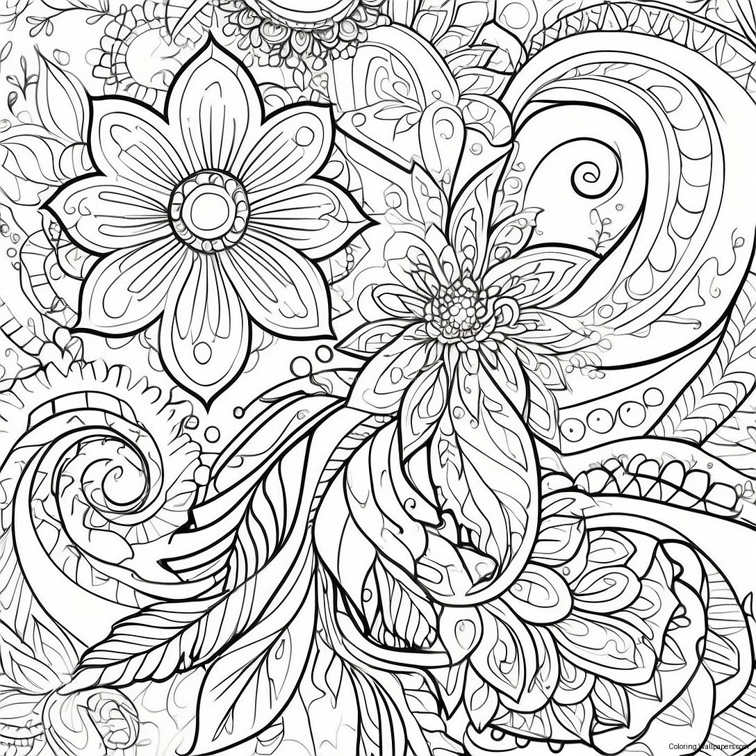 Intricate Floral Tattoo Coloring Page 50053