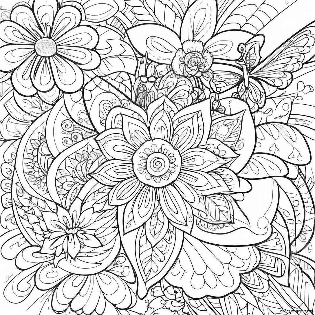 Intricate Floral Tattoo Coloring Page 50054