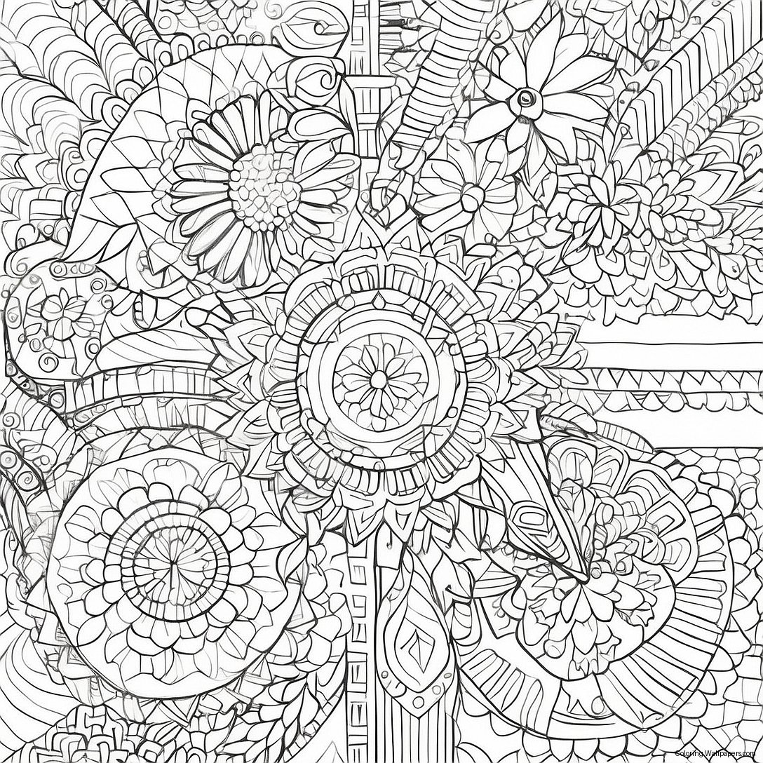 Intricate Geometric Patterns Coloring Page 9213