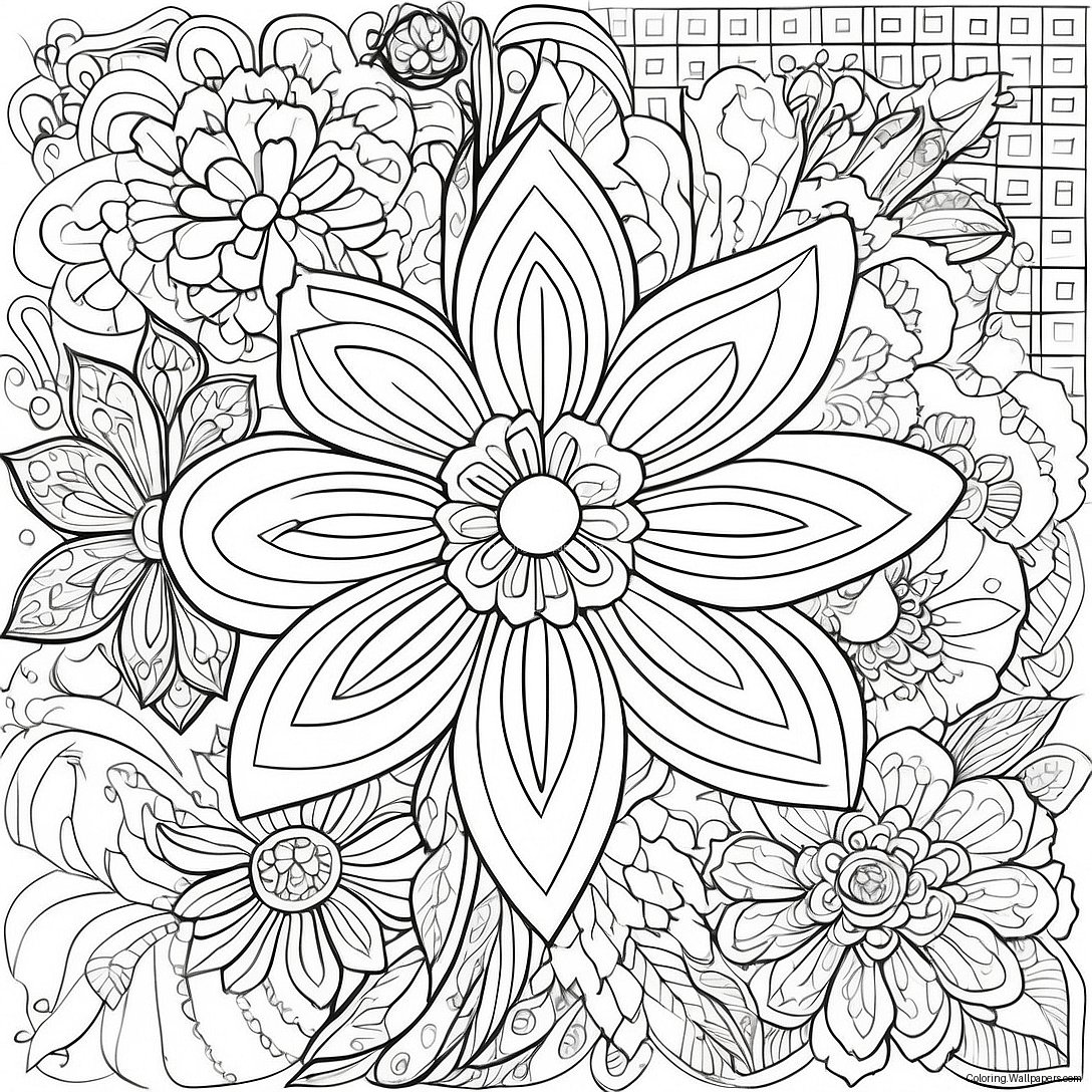 Intricate Hard Flower Coloring Page 31057