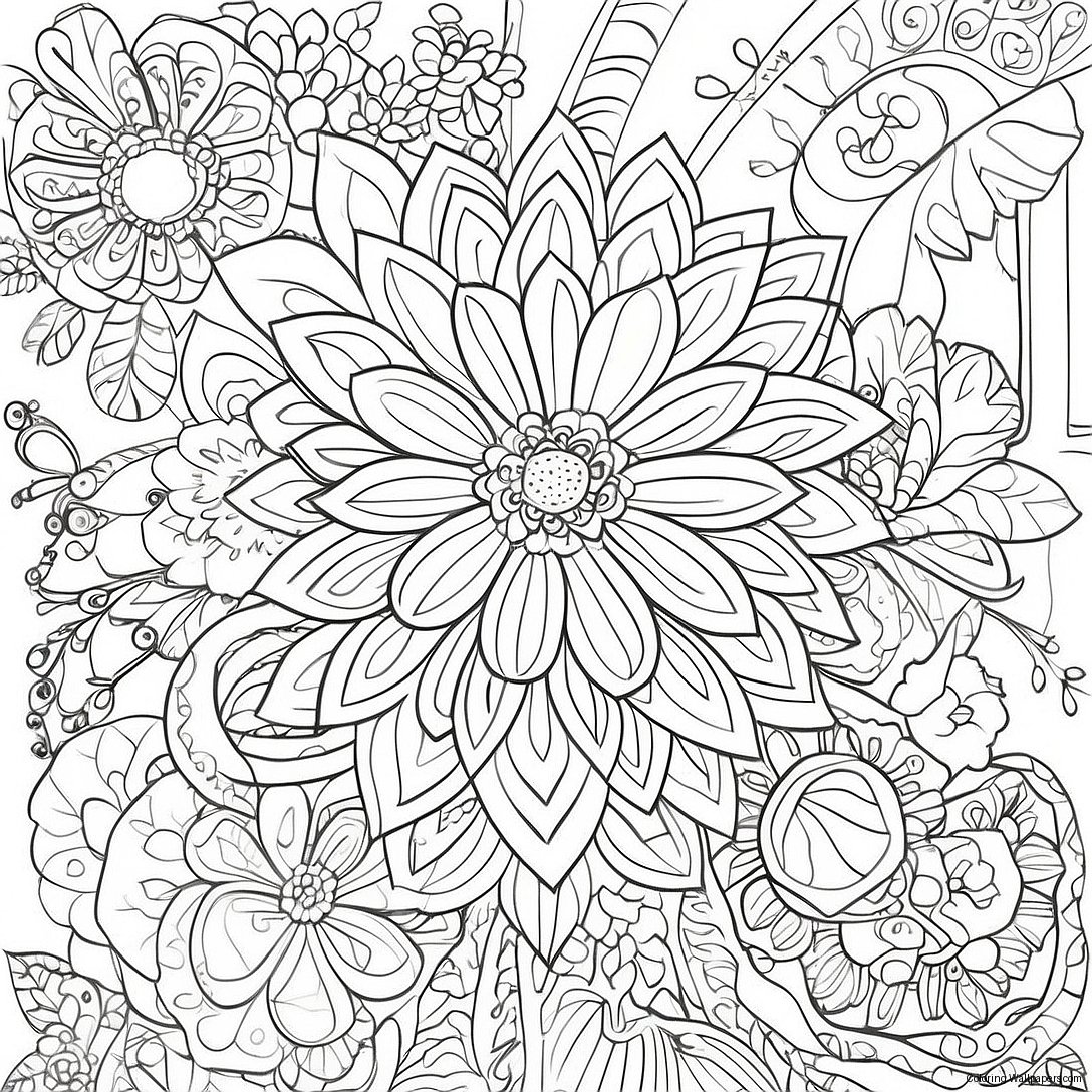 Intricate Hard Flower Coloring Page 31058