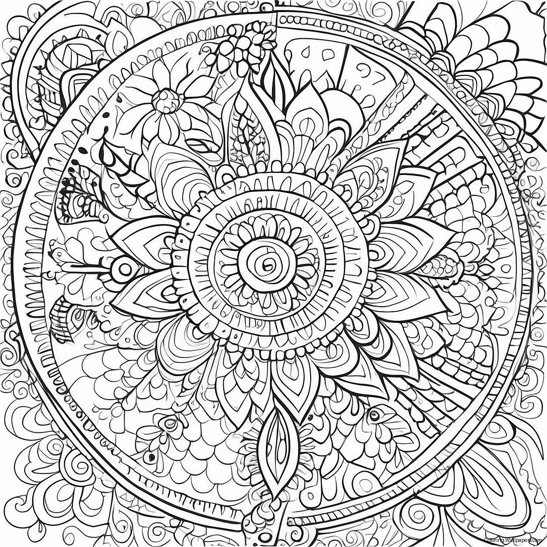 Intricate Indian Mandala Coloring Page 45274