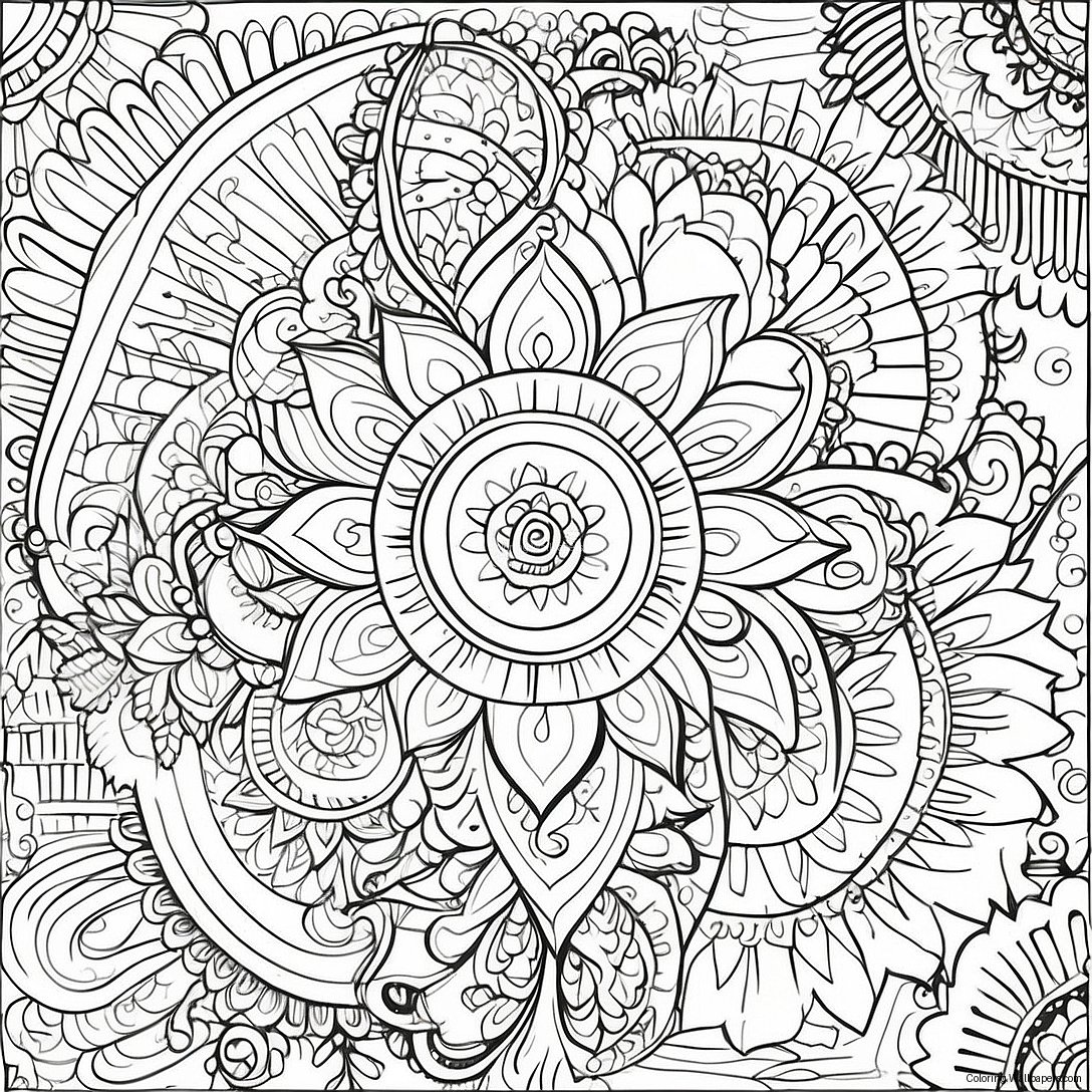 Intricate Indian Mandala Coloring Page 45276