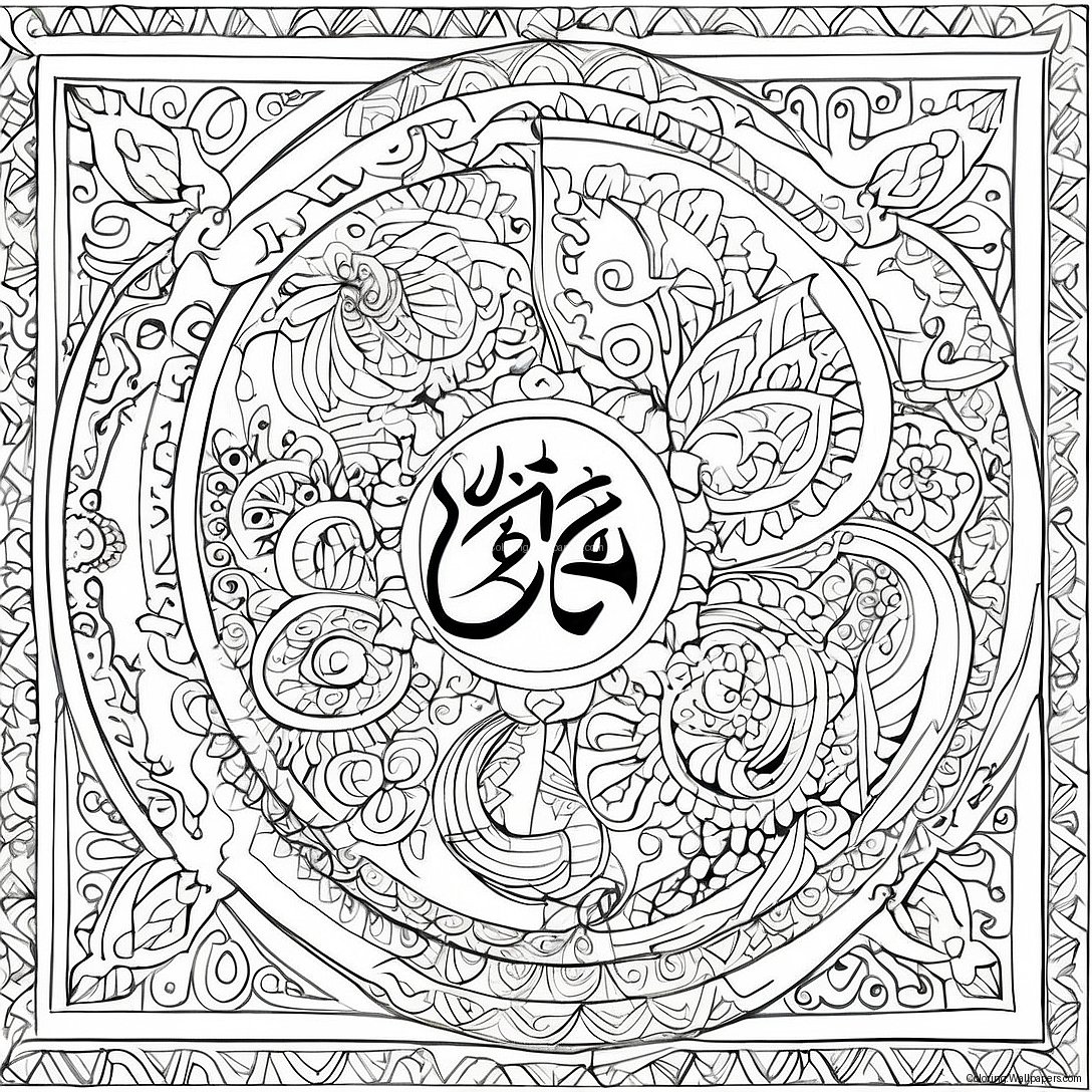 Intricate Islamic Calligraphy Coloring Page 48957