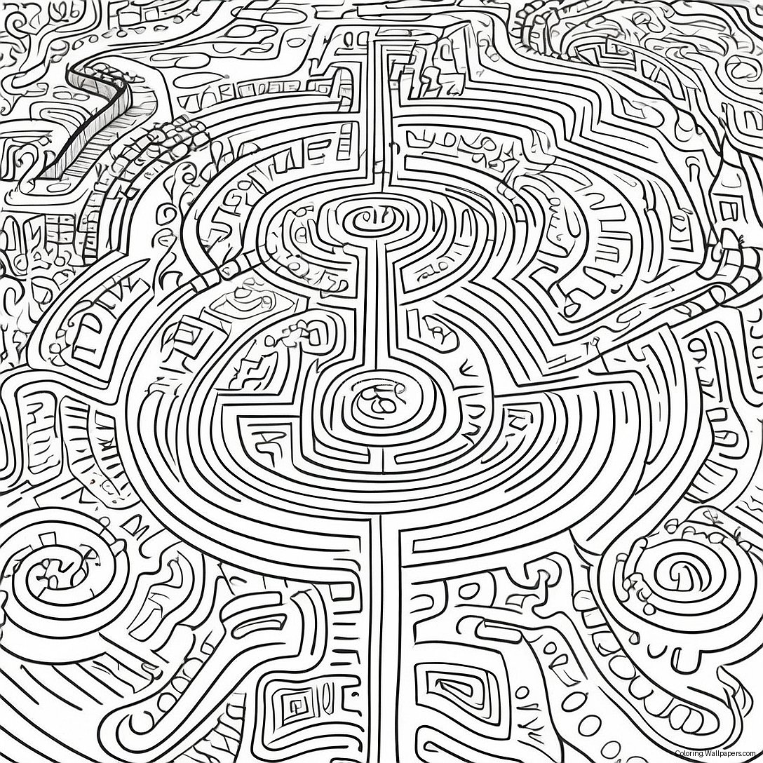 Intricate Labyrinth Maze Coloring Page 17552