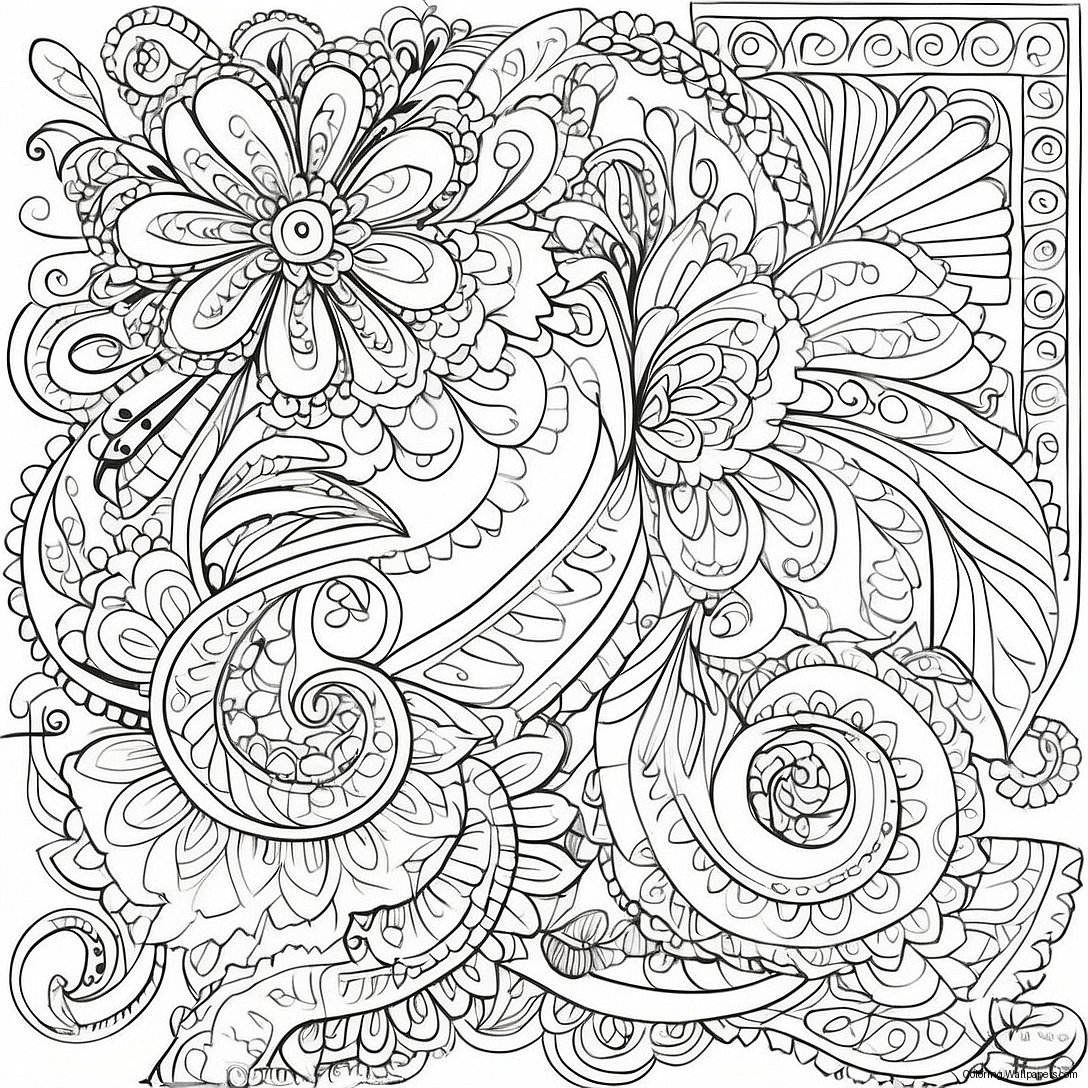 Pagini De Colorat Cu Design Paisley Complicat 23054