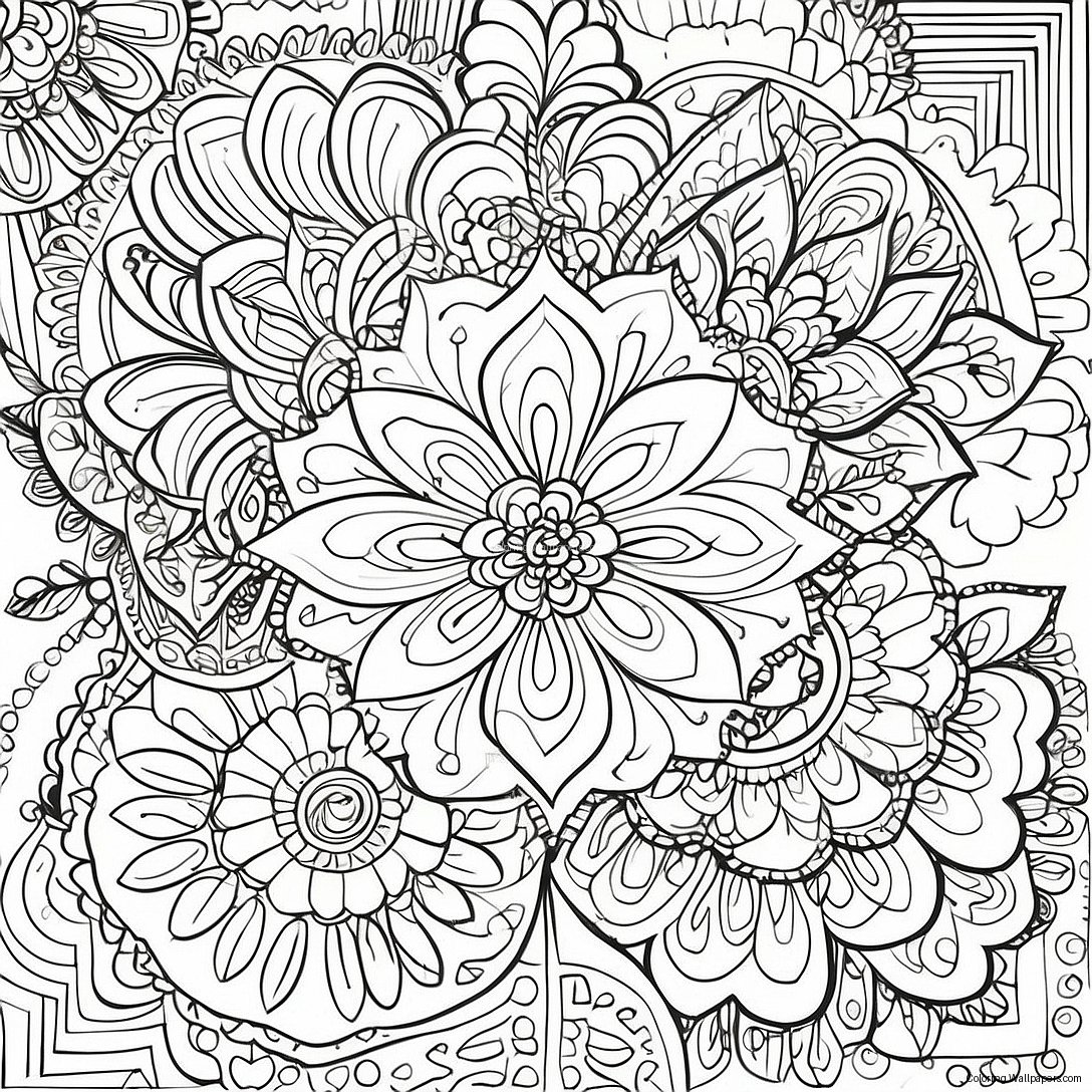 Intricate Rose Mandala Coloring Page 43996