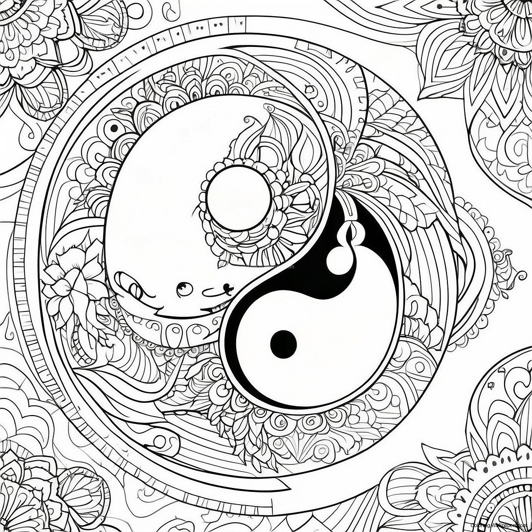 Pagina De Colorat Cu Design Complicat Yin Yang 13781