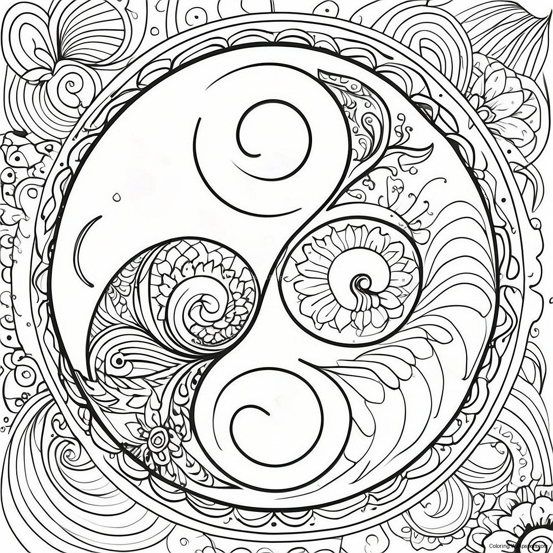 Intricate Yin Yang Design Coloring Page 13784