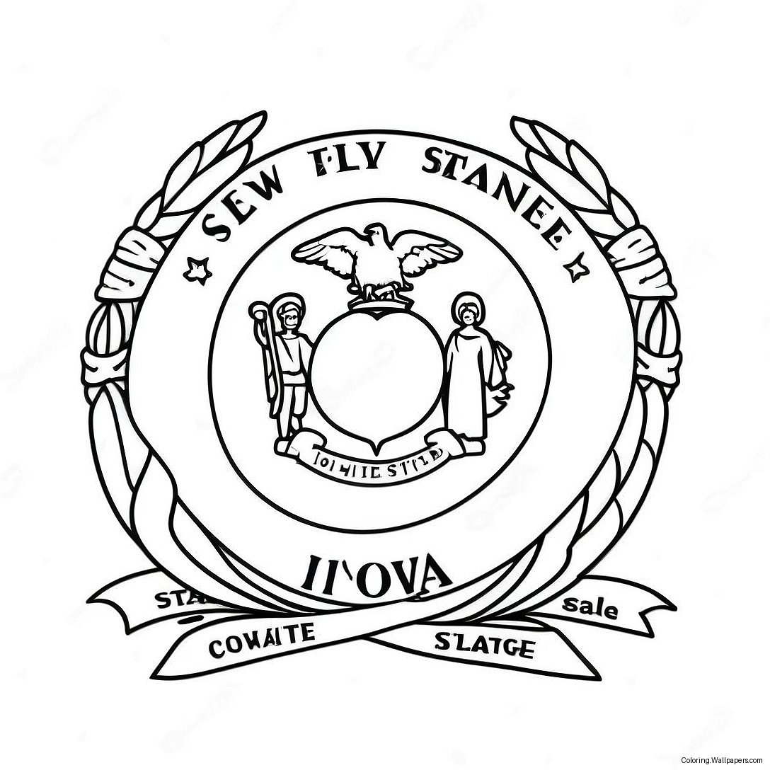 Iowa State Flag Coloring Page 37423