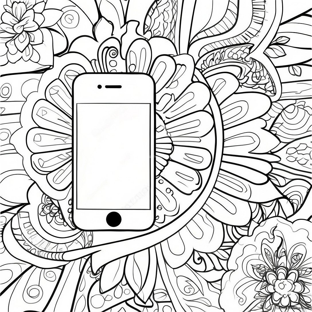 Iphone 14 With Colorful Background Coloring Page 45982