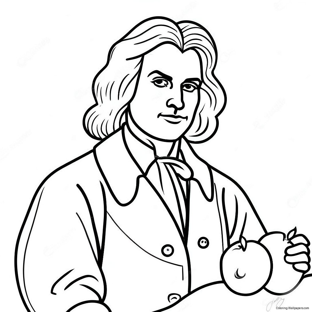 Isaac Newton With Apple Coloring Page 35903