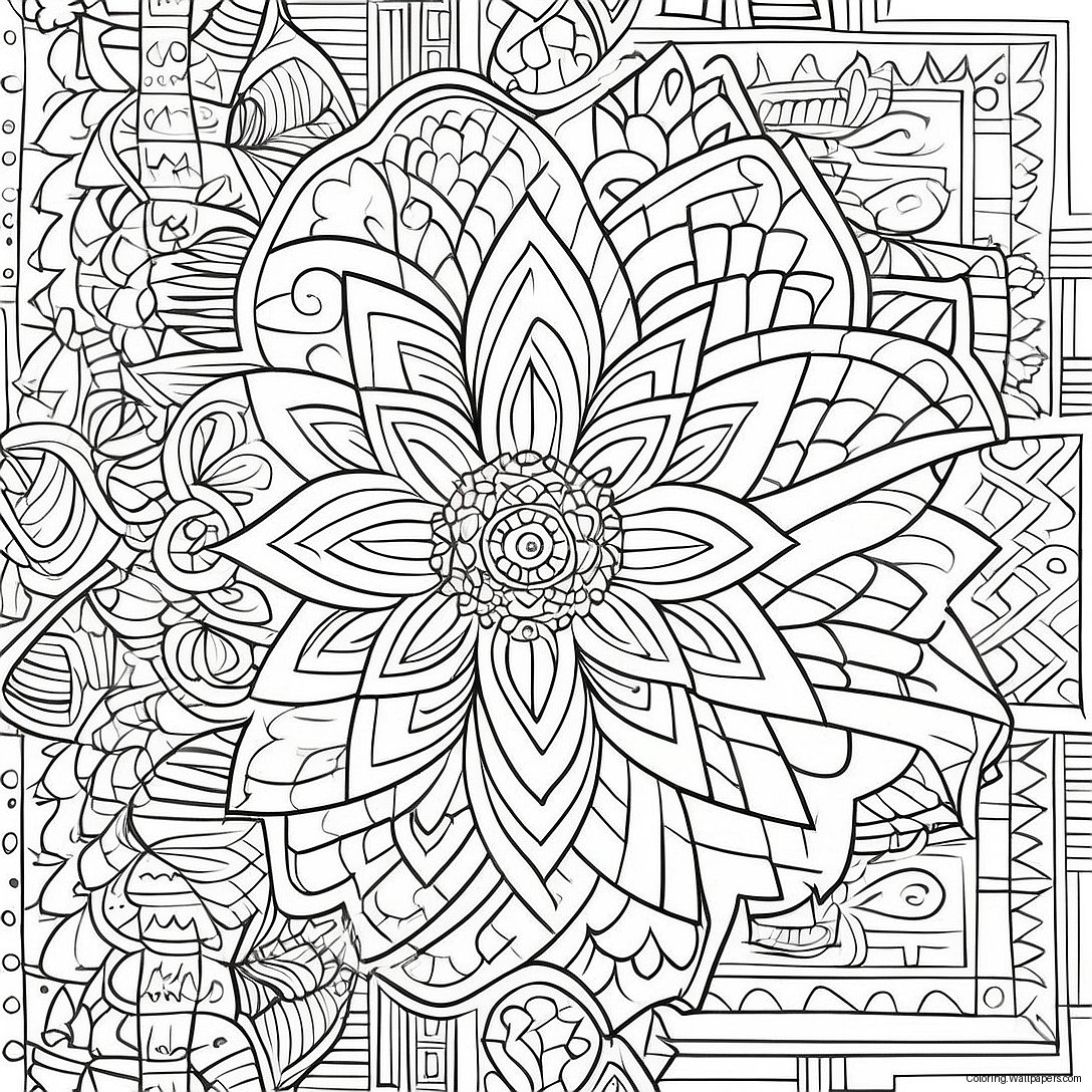 Islamic Art Geometric Patterns Coloring Page 48964