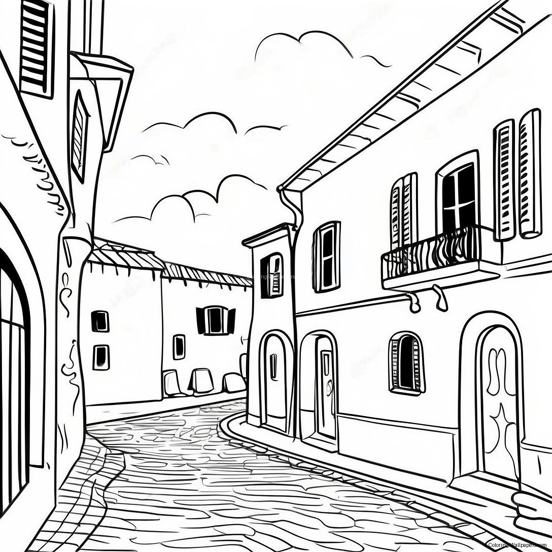 Italy Scenic Landscape Coloring Page 38956