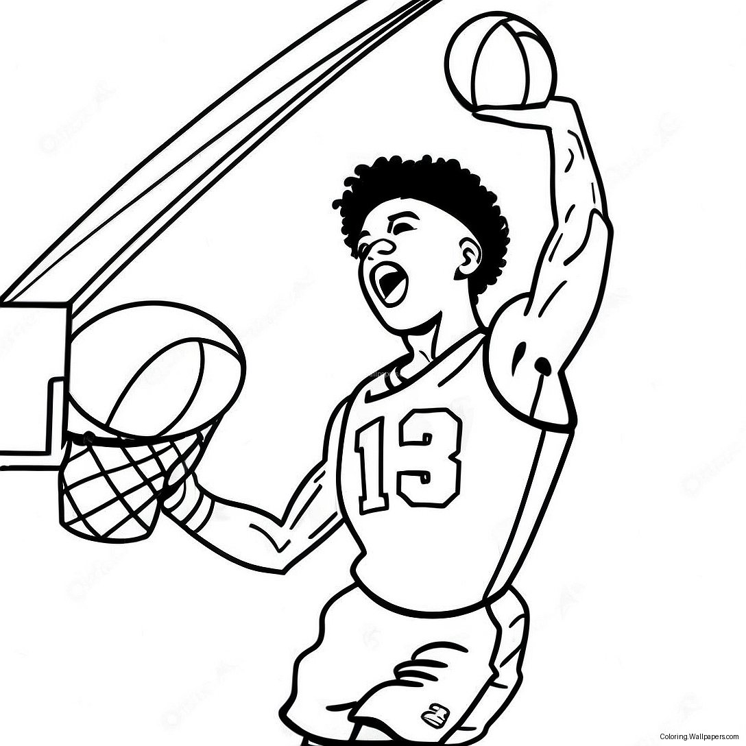 Ja Morant Dunking Basketball Coloring Page 6175