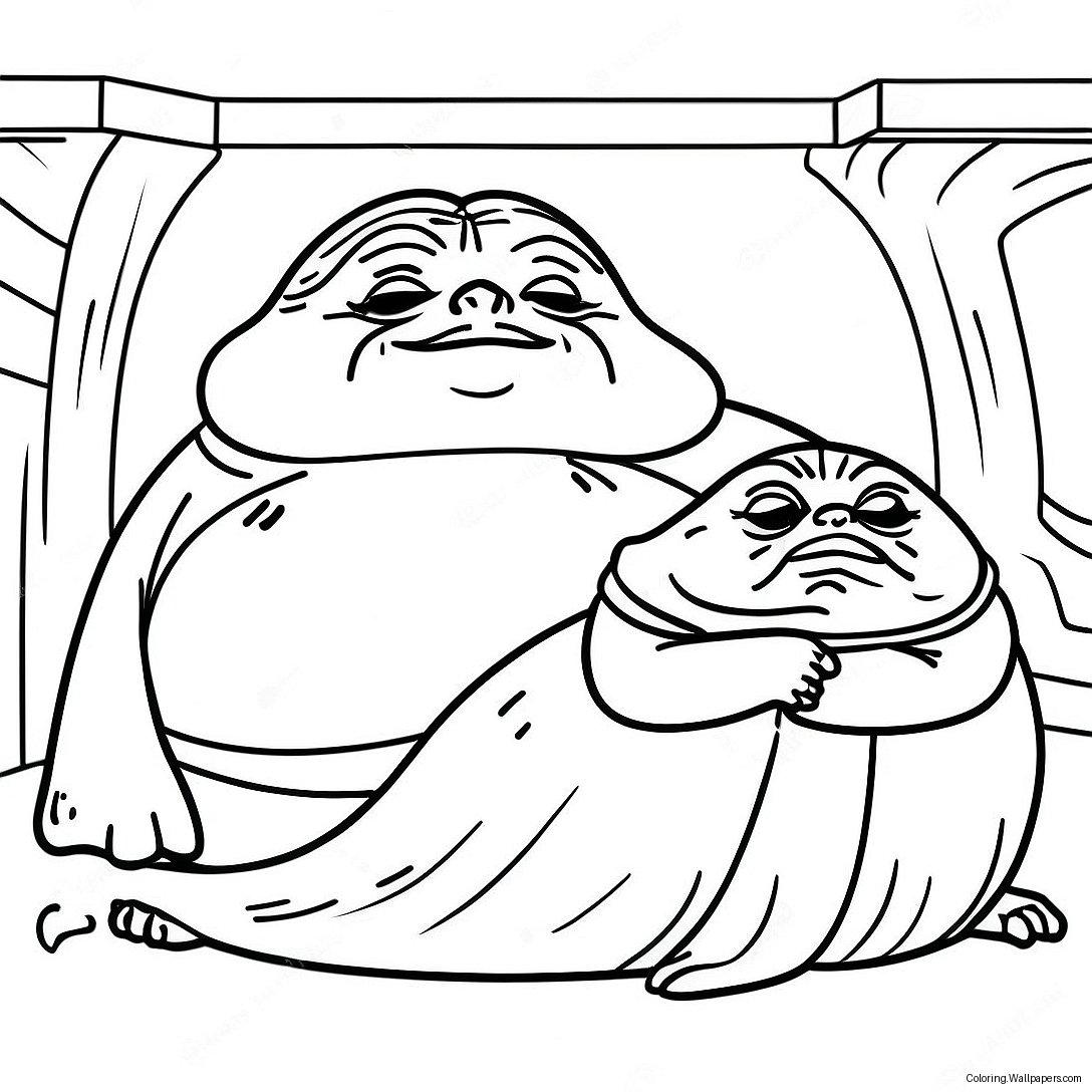 Jabba The Hutt Ve Prenses Leia Boyama Sayfası 52949