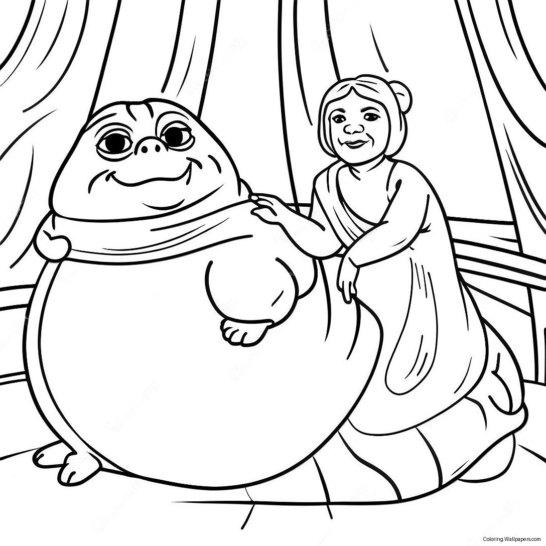 Page À Colorier Jabba Le Hutt Avec La Princesse Leia 52952