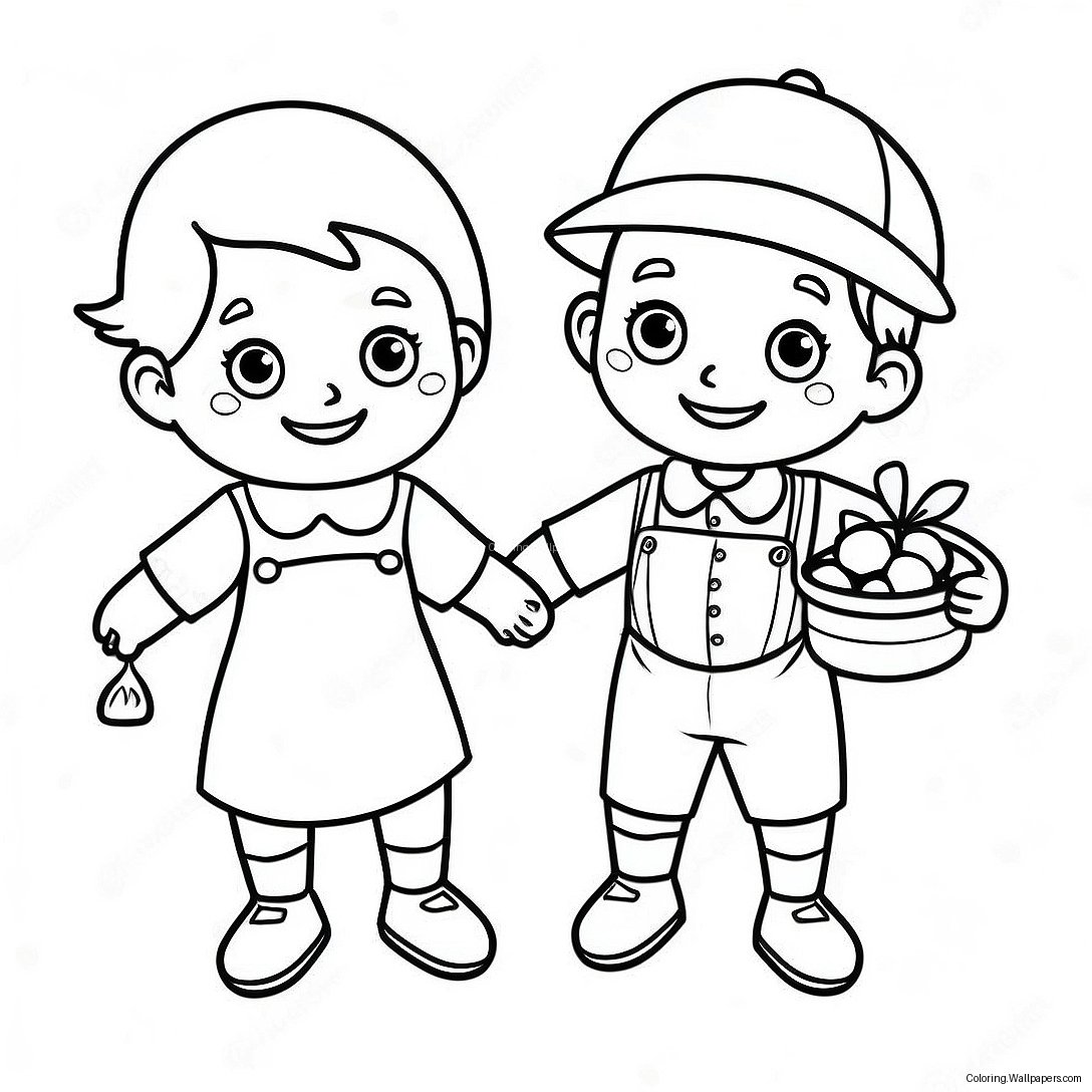 Jack And Jill Carrying A Pail Coloring Page 37906