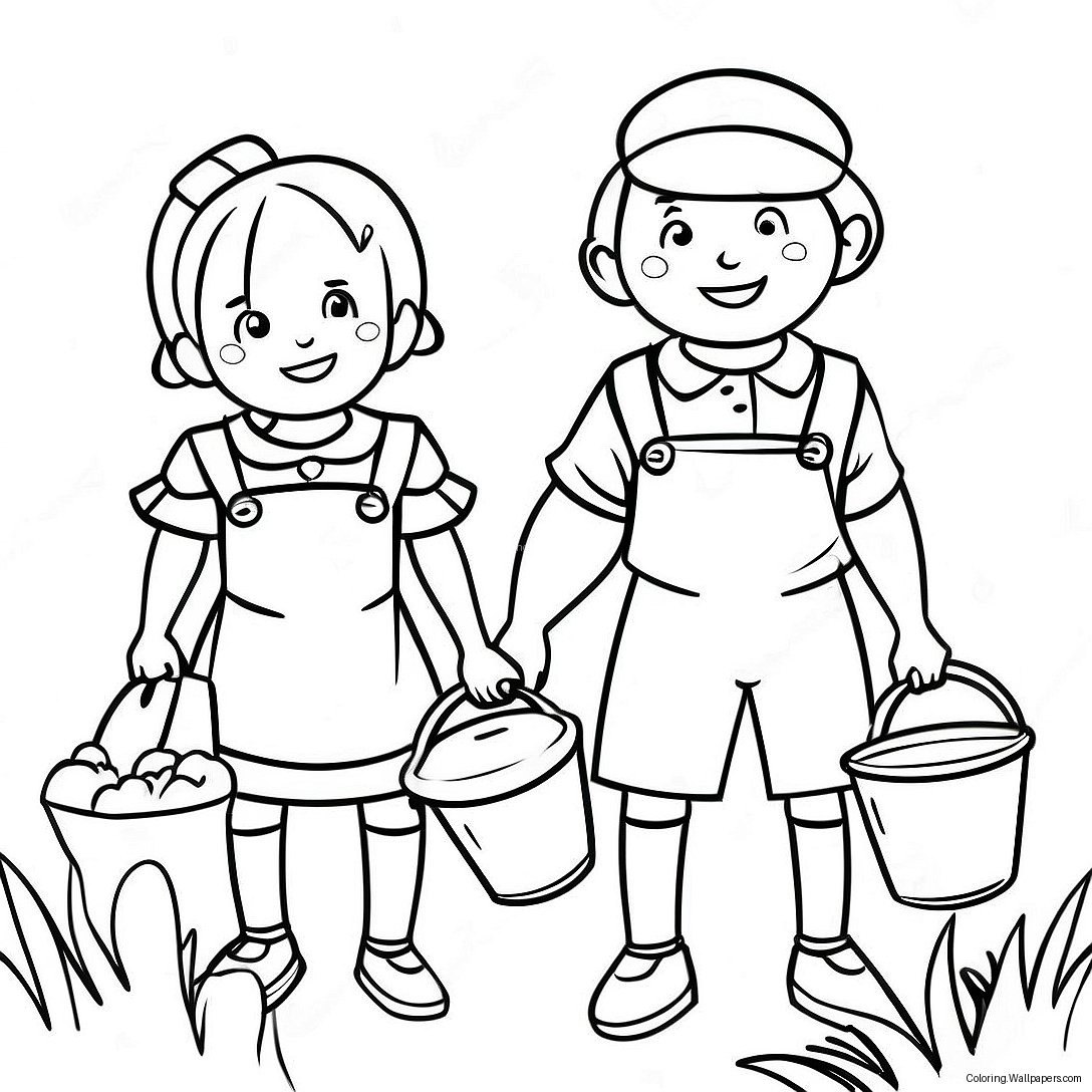 Jack And Jill Carrying A Pail Coloring Page 37908