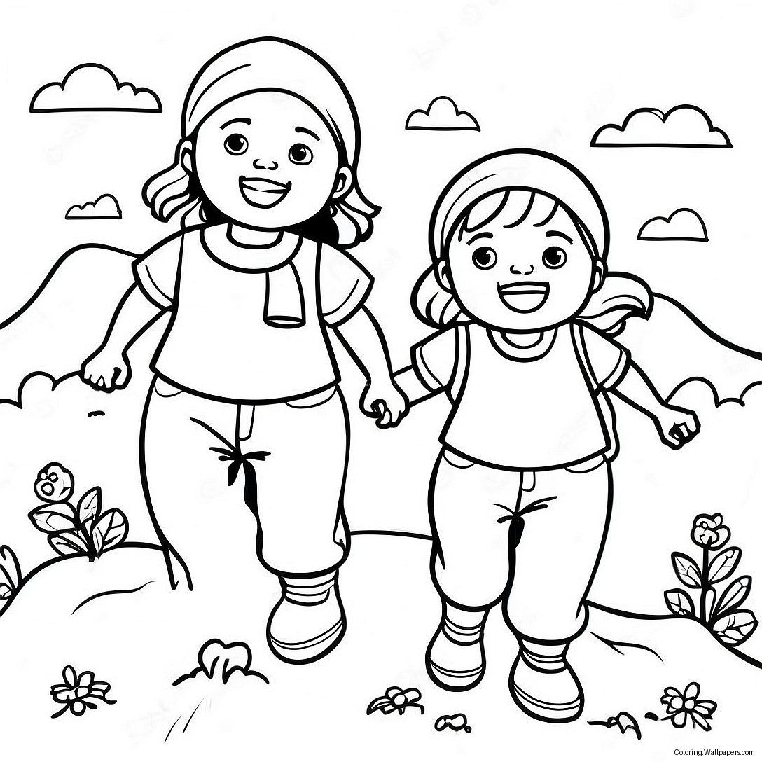 Jack And Jill Climbing The Hill Coloring Page 37895