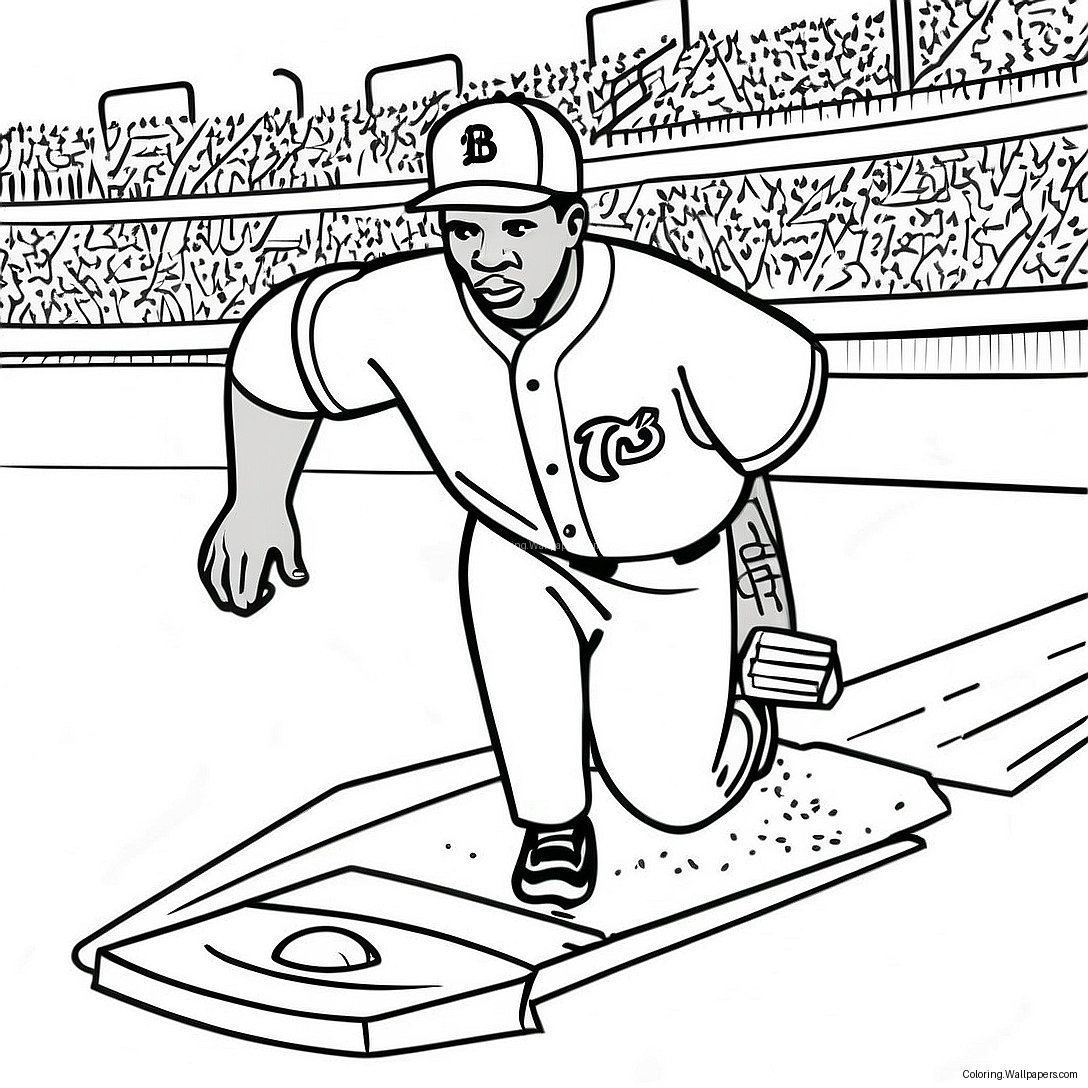 Página Para Colorir Jackie Robinson Deslizando Para O Home Plate 28557