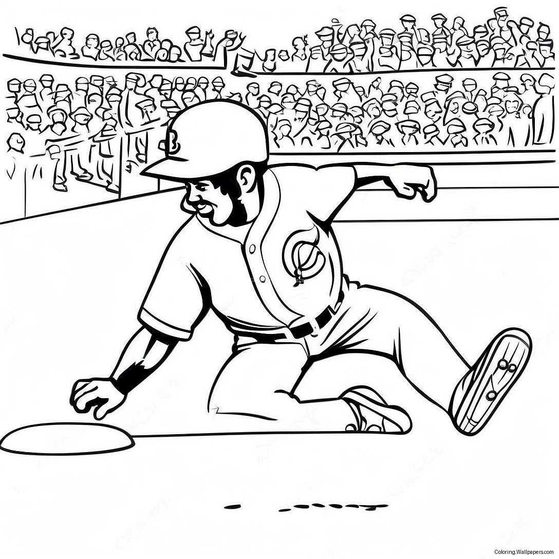 Página Para Colorir Jackie Robinson Deslizando Para O Home Plate 28560