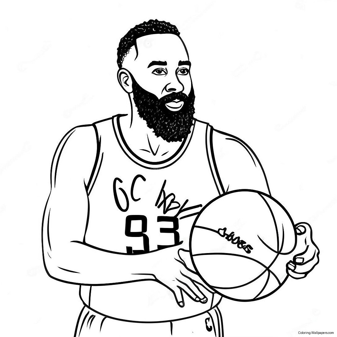 James Harden Dribbling Basketball Coloring Page 42292