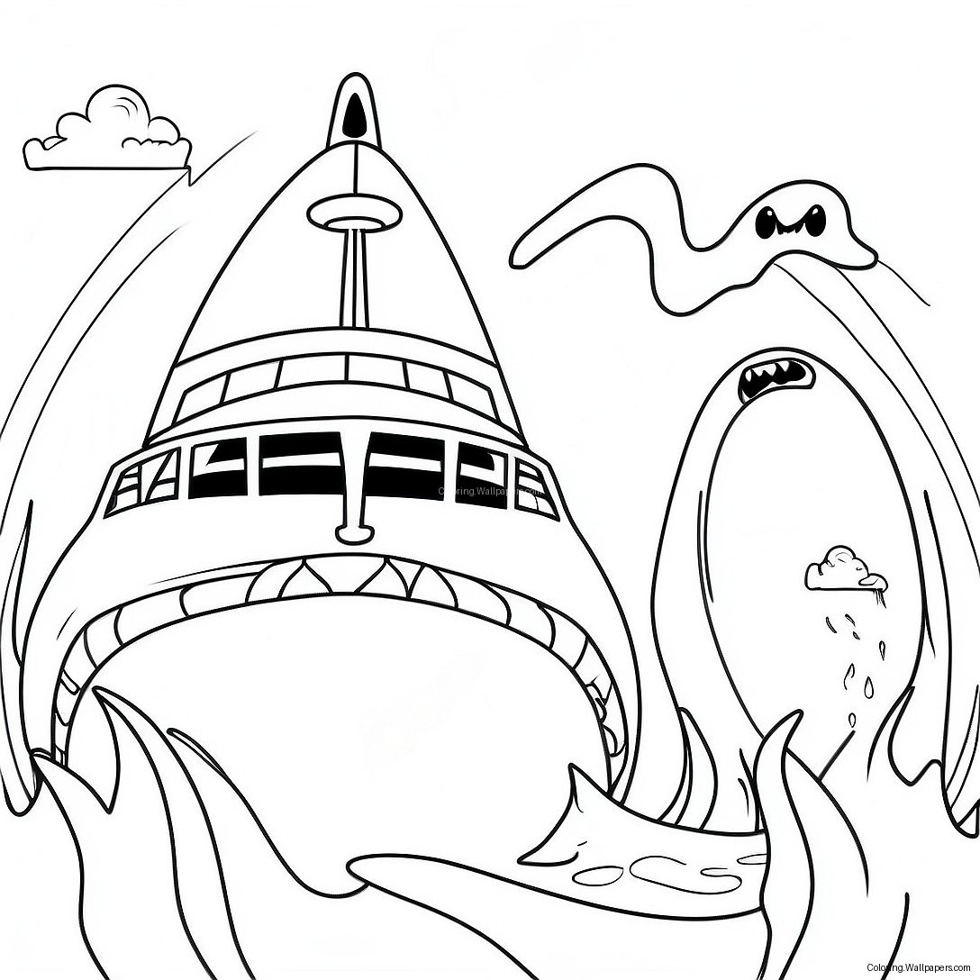 Jaws Movie Scene Coloring Page 17007