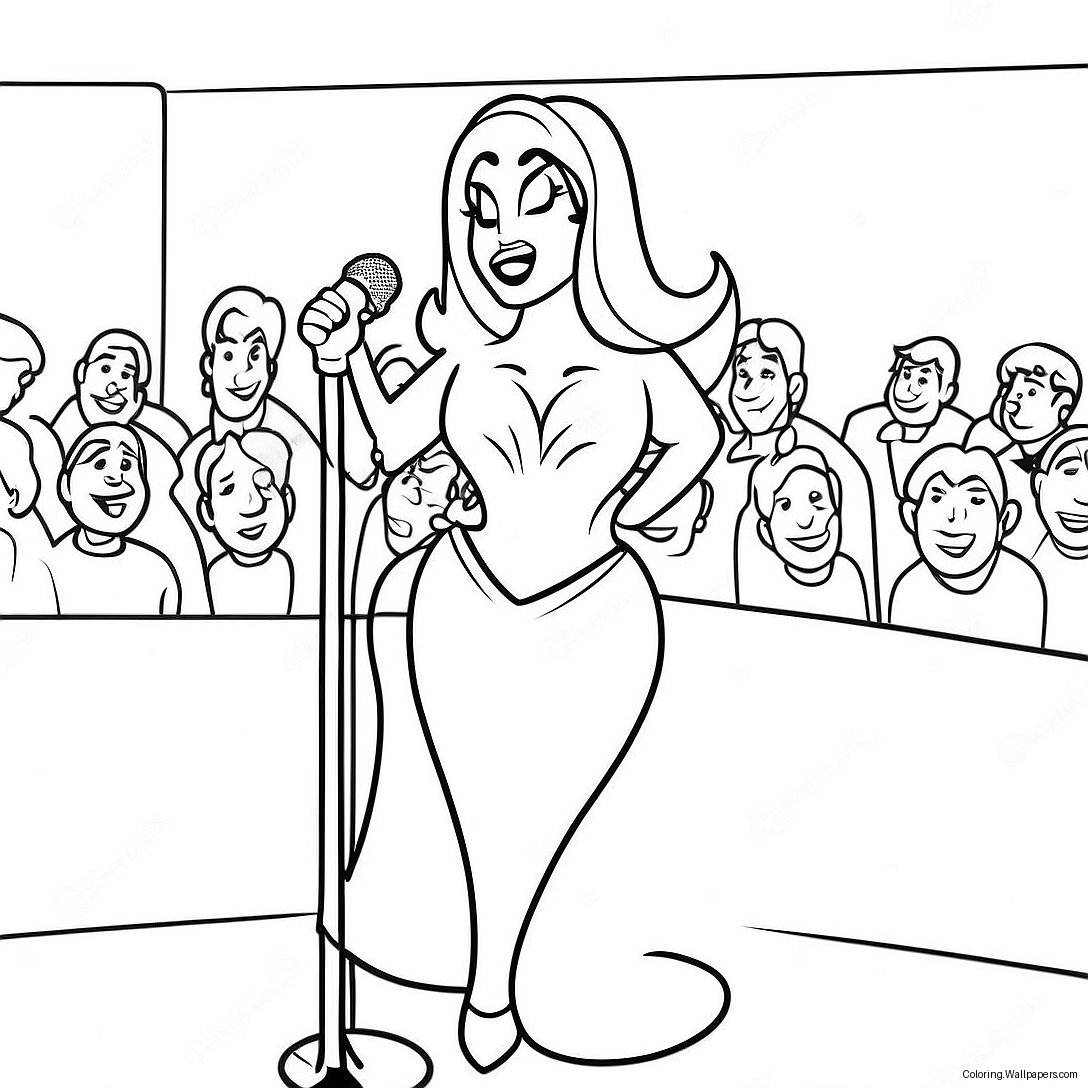 Jessica Rabbit Sjunger På Scen Färgläggningssida 11459