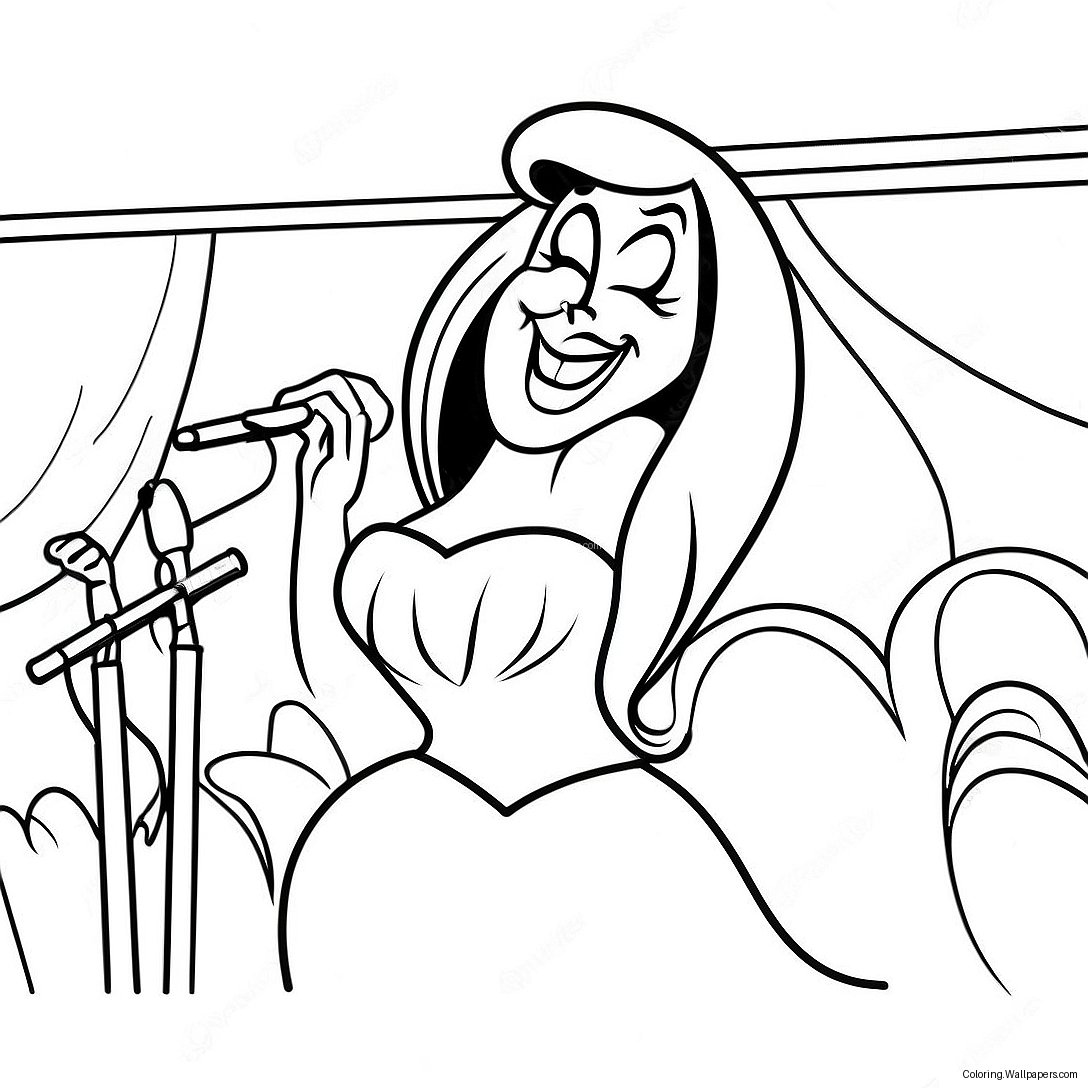 Pagina Da Colorare Di Jessica Rabbit Che Canta Sul Palco 11460