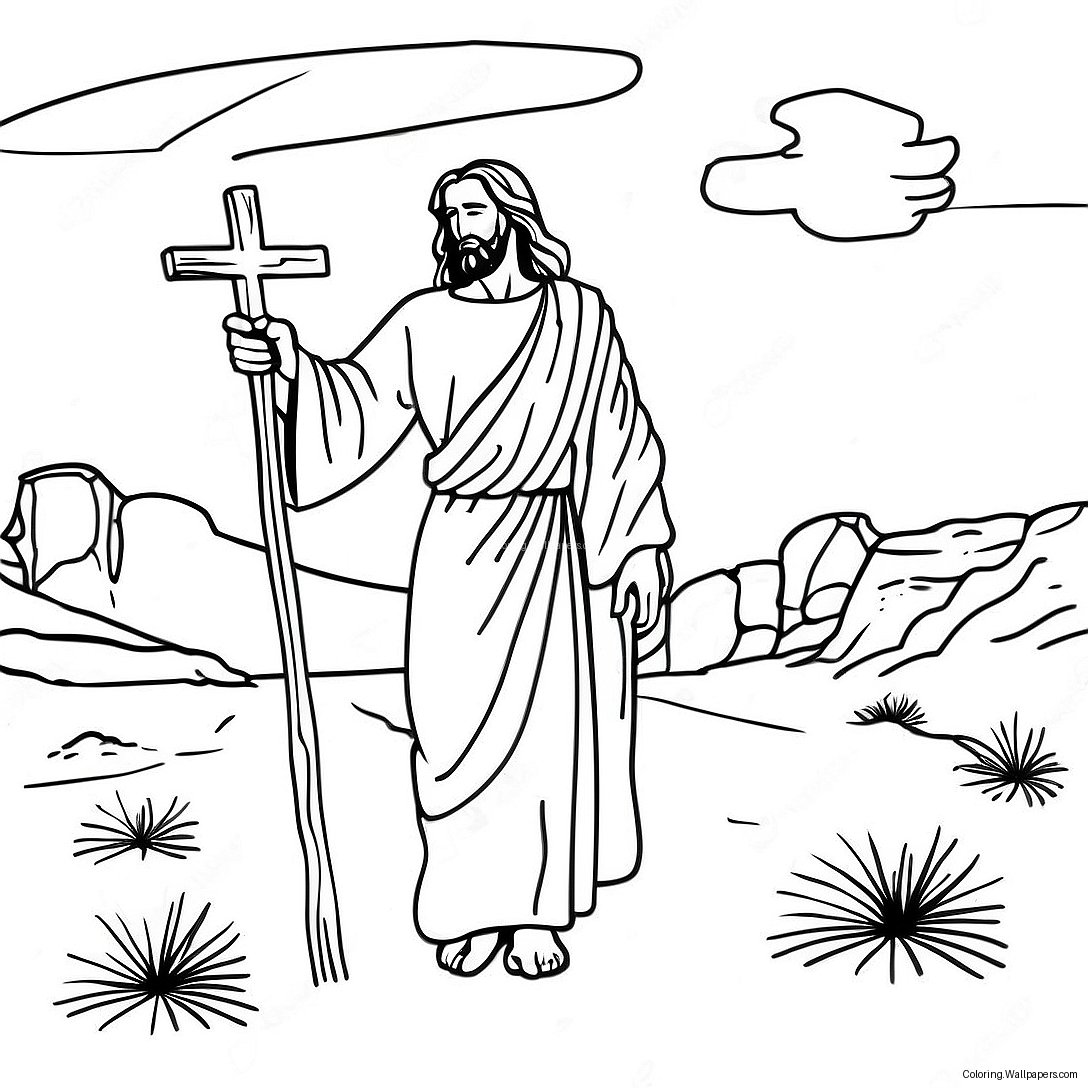 Jesus In The Desert Coloring Page 43602