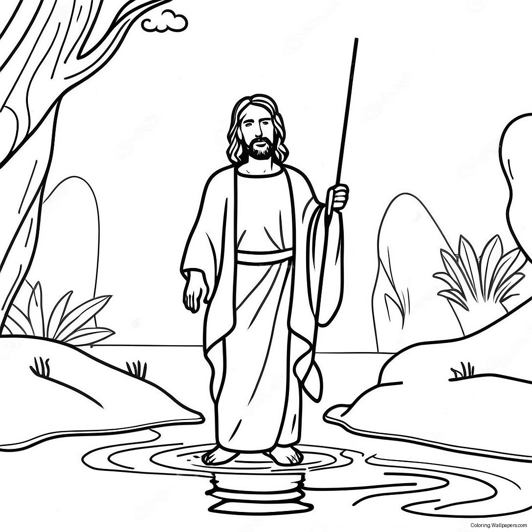 Jesus In The Jordan River Coloring Page 53844