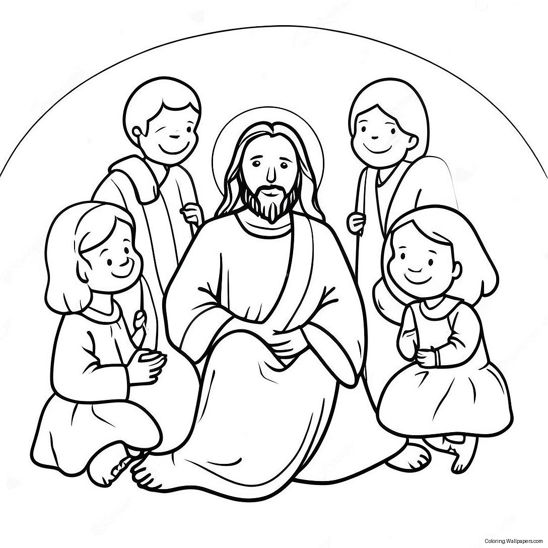 Jésus Aime Les Petits Enfants À Colorier 21018