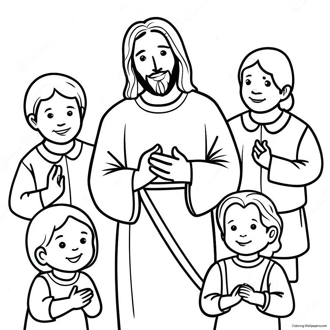 Jesus With Children Coloring Page 11430