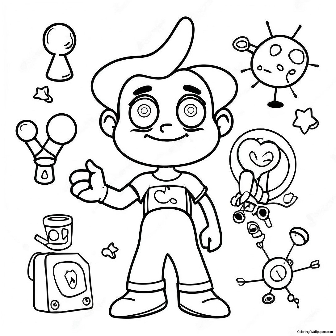 Jimmy Neutron With His Inventions Coloring Page 16473