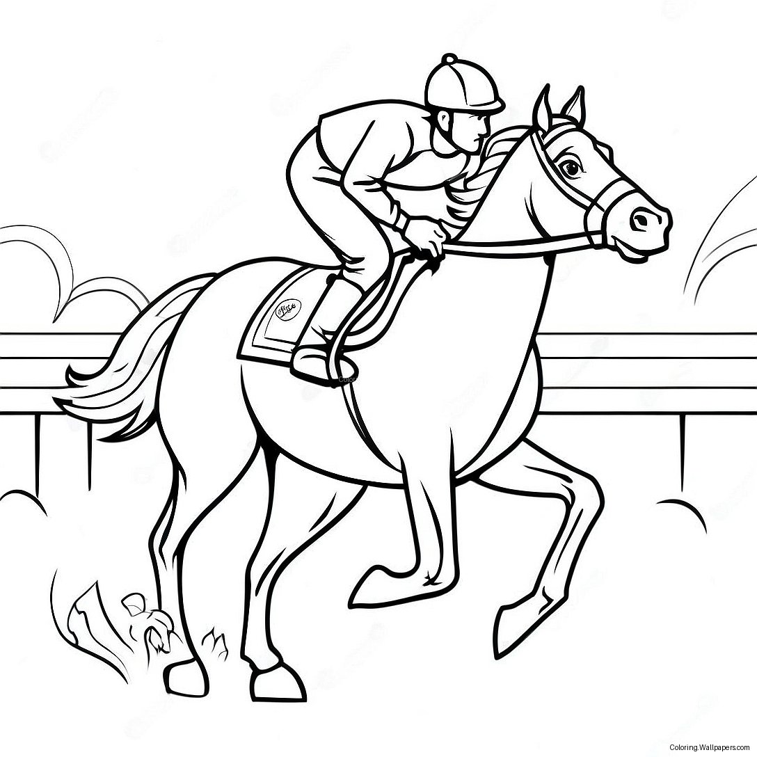 Page À Colorier D'un Jockey Montant Un Cheval De Course Au Galop 45314