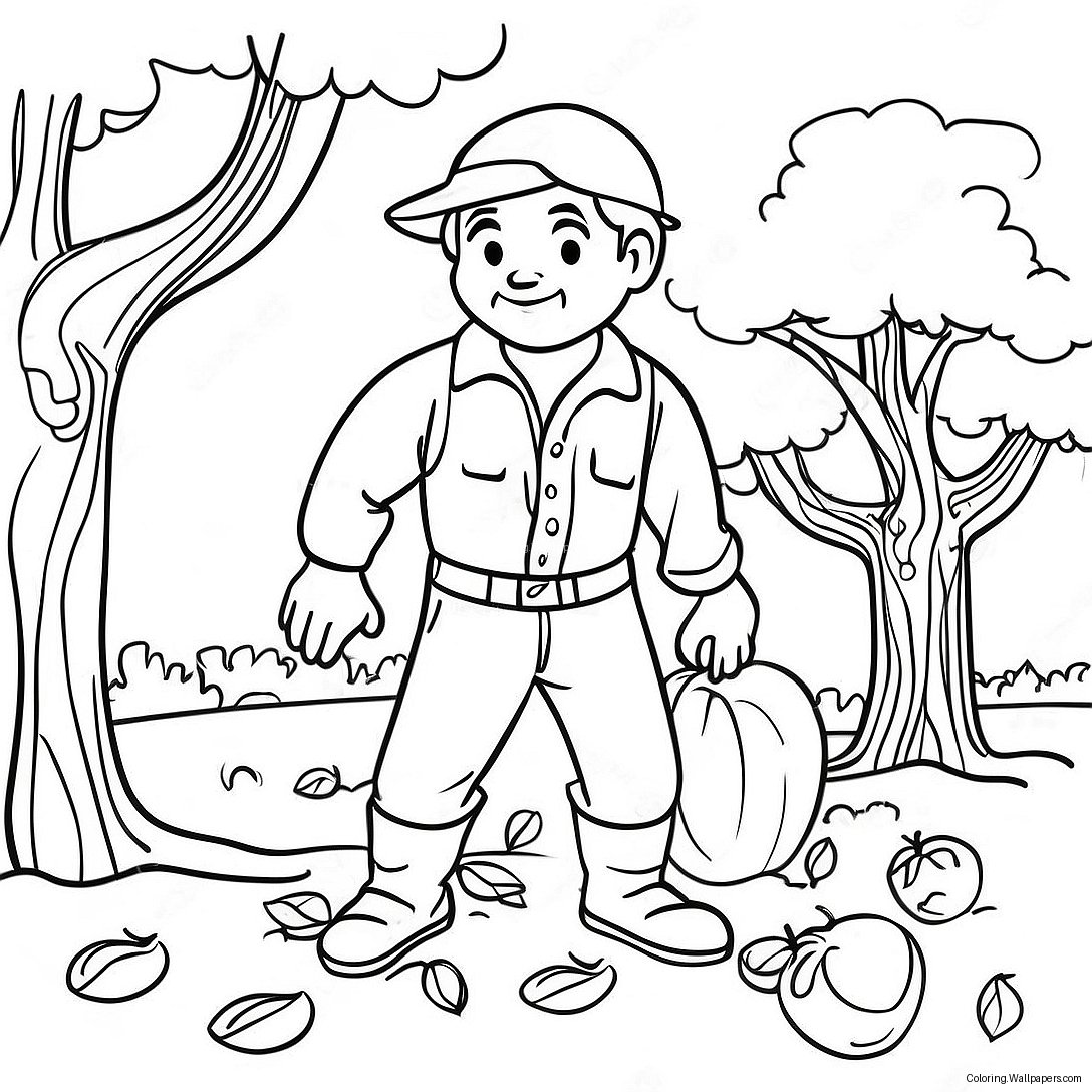 Johnny Appleseed Planting Apple Trees Coloring Page 42810