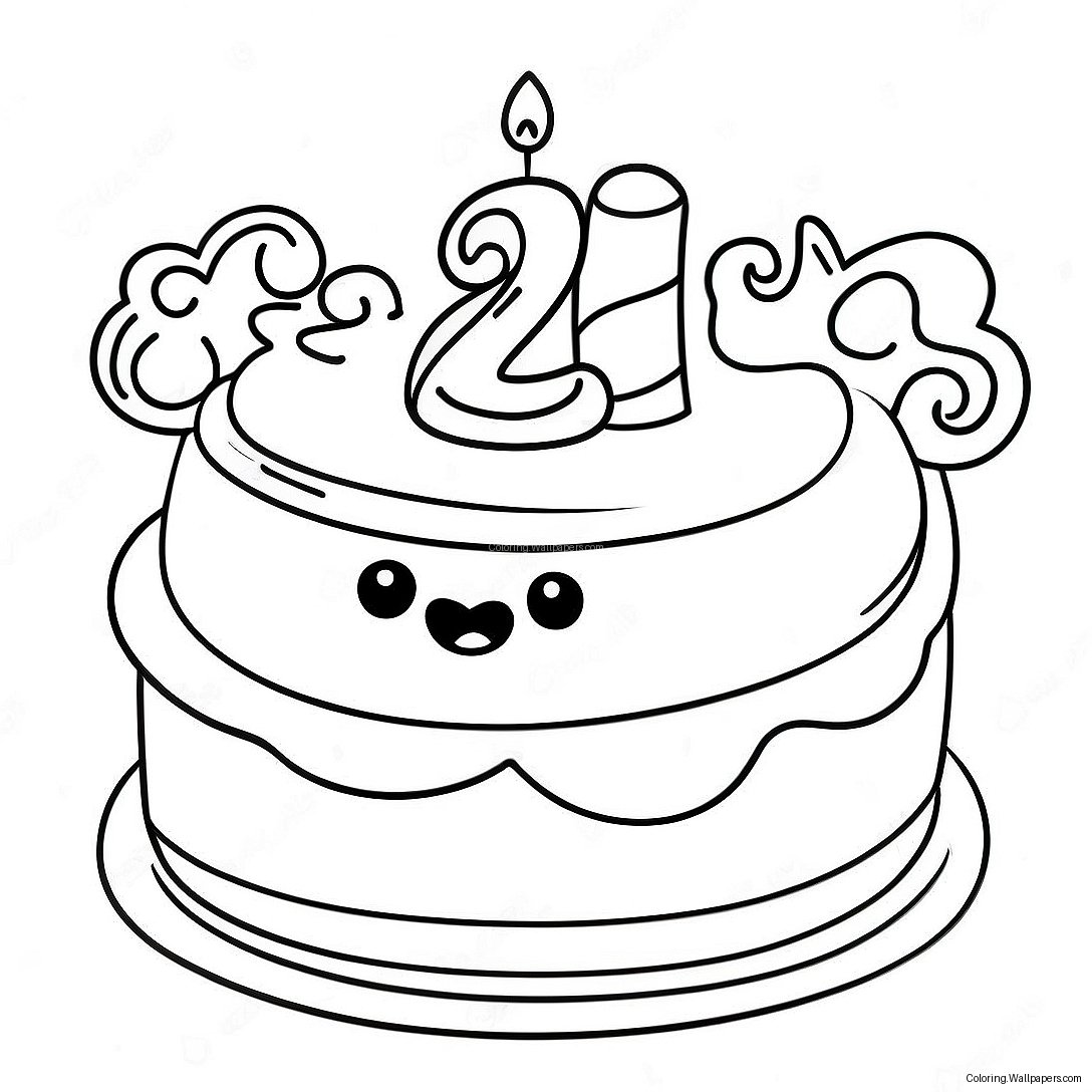 Joyful 2nd Birthday Cake Coloring Page 18366