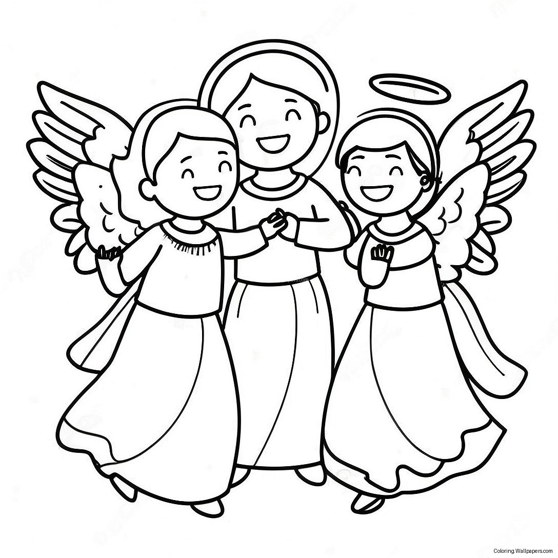 Joyful Angels Singing Coloring Page 44017