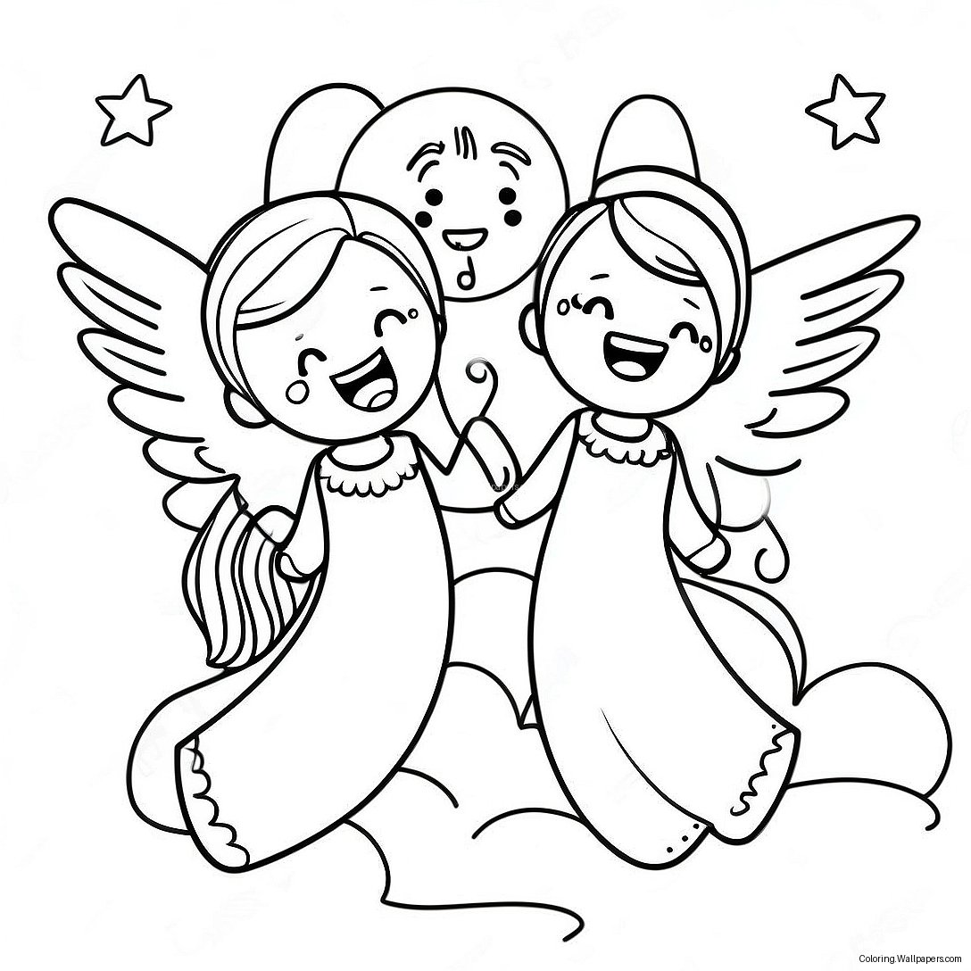 Joyful Angels Singing Coloring Page 44018