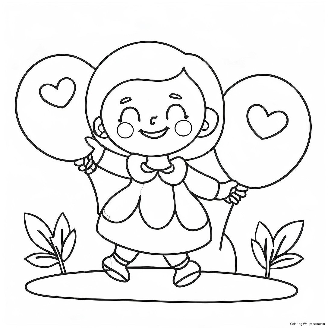 Joyful Birthday Grandma With Balloons Coloring Page 13036